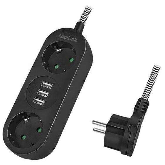 Socket 2xSchuko with 3xUSB Logilink LPS262U 1,5m
