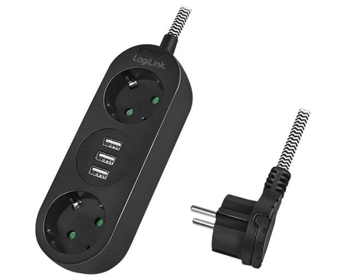Socket 2xSchuko with 3xUSB Logilink LPS262U 1,5m