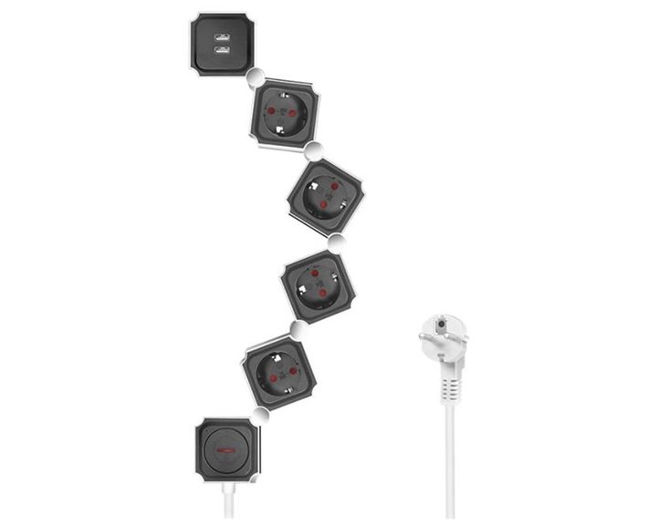 Flexible Socket 4xSchuko with 2xUSB Logilink LPS276U 1,5m