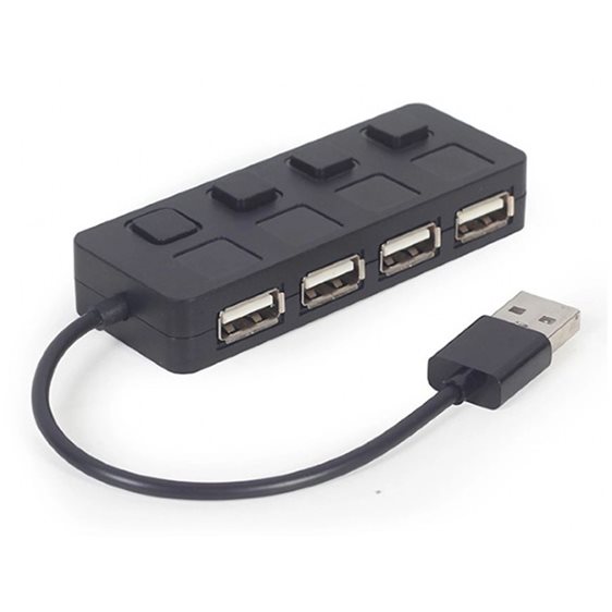 GEMBIRD 4-PORT USB 2.0 HUB WITH SWITCHES BLACK