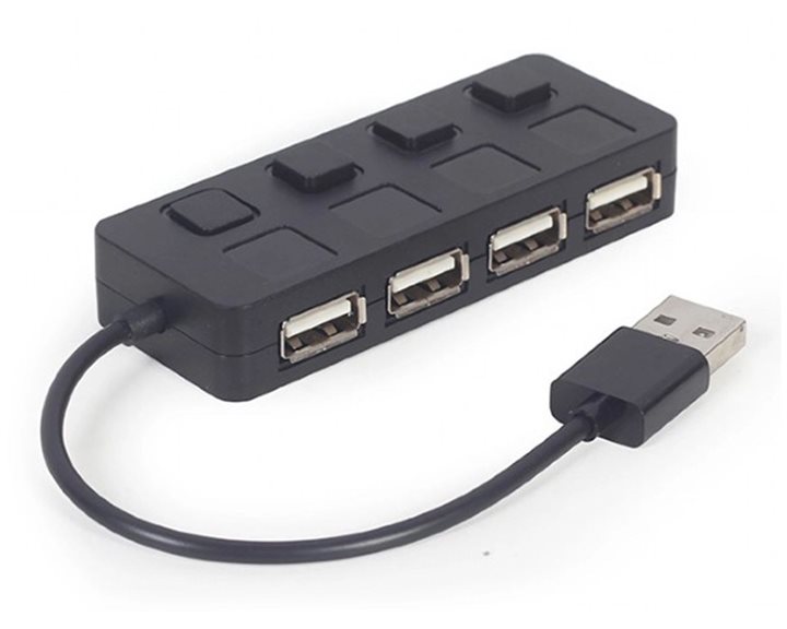 GEMBIRD 4-PORT USB 2.0 HUB WITH SWITCHES BLACK