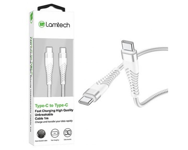 Lamtech HQ Unbreakable Cable Type-C To Type-C White 1M