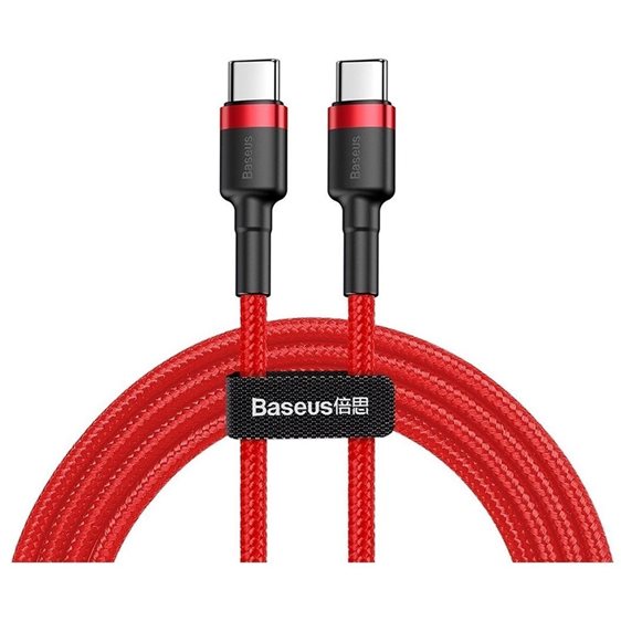 Baseus Cafule Braided USB 2.0 Cable USB-C male - USB-C male Κόκκινο 1m (CATKLF-G09) (BASCATKLFG09)