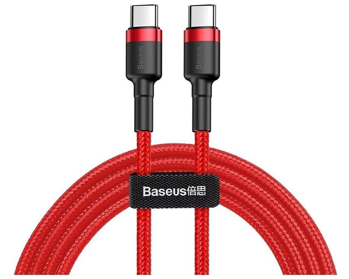 Baseus Cafule Braided USB 2.0 Cable USB-C male - USB-C male Κόκκινο 1m (CATKLF-G09) (BASCATKLFG09)