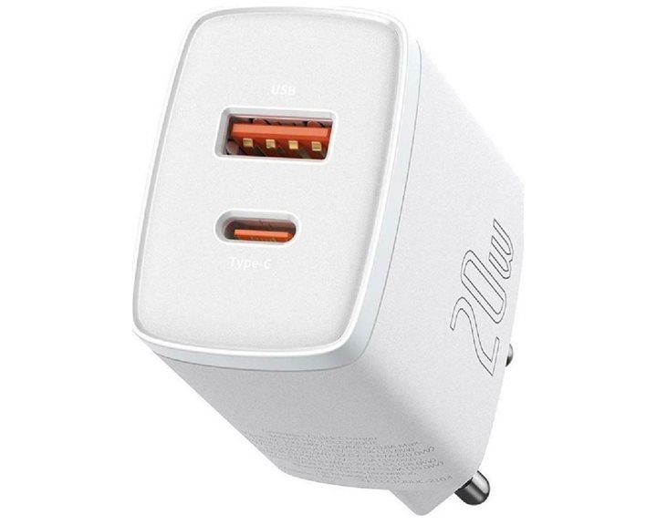 Baseus Φορτιστής Χωρίς Καλώδιο με Θύρα USB-A και Θύρα USB-C 20W Power Delivery / Quick Charge 3.0 Λευκός (CCXJ-B02) (BASCCXJB02)