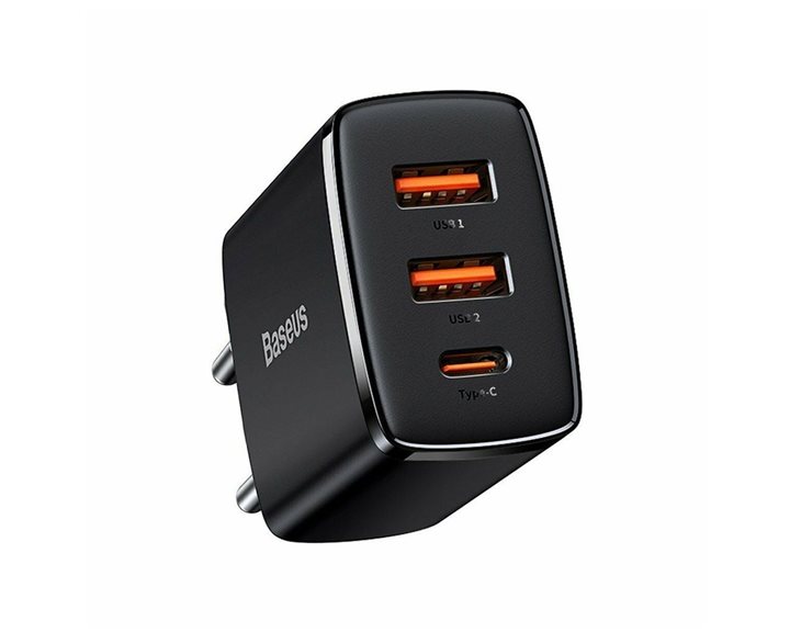 Baseus Φορτιστής Χωρίς Καλώδιο με 2 Θύρες USB-A και Θύρα USB-C 30W Power Delivery Μαύρος (Compact 2U+C) (CCXJ-E01) (BASCCXJE01)