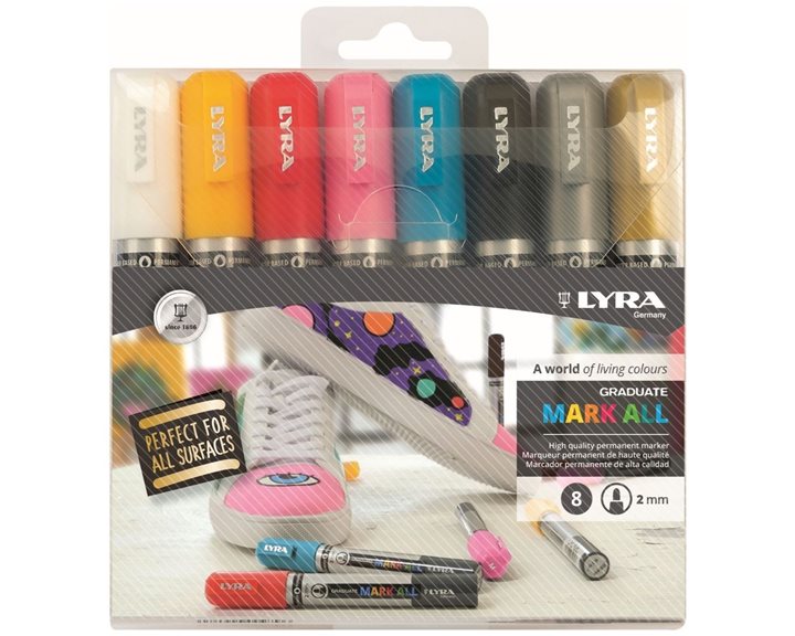 Μαρκαδόροι Ανεξίτηλοι Lyra Graduate Mark All 2mm. 8 Χρώματα