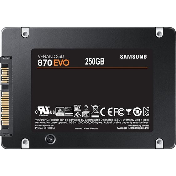 SAMSUNG SSD 2.5   250GB MZ-77E250B-EU SERIES 870 EVO, MLC, SATA3, READ 560MB/s, WRITE 530MB/s, 5YW. MZ-77E250B-EU