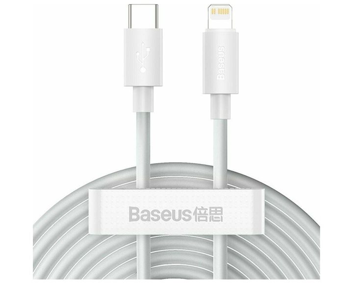 Baseus Lightning Simple Wisdom cable (2pcs/set) PD 20W 5A 1.5m White (TZCATLZJ-02) (BASTZCATLZJ-02)