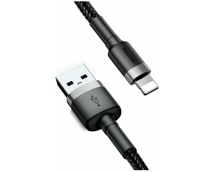 Baseus Cafule Braided USB to Lightning Cable Μαύρο 2m (CALKLF-CG1) (BASCALKLF-CG1)