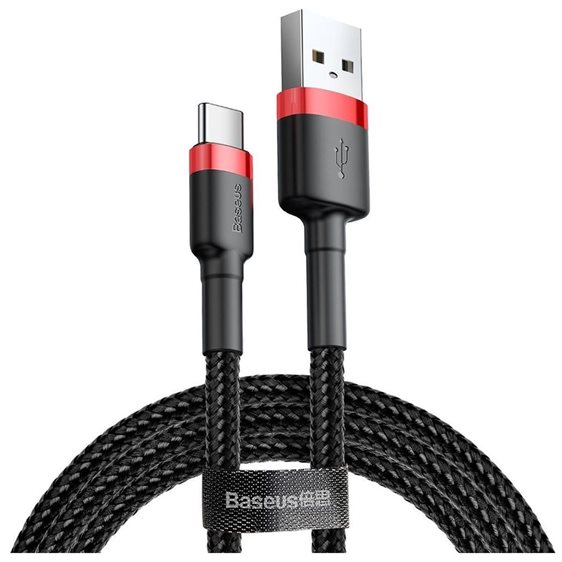 Baseus Cafule Braided USB 2.0 Cable USB-C male - USB-A male Μαύρο 1m (CATKLF-B91) (BASCATKLF-B91)