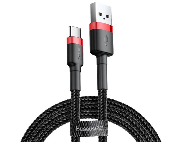 Baseus Cafule Braided USB 2.0 Cable USB-C male - USB-A male Μαύρο 1m (CATKLF-B91) (BASCATKLF-B91)