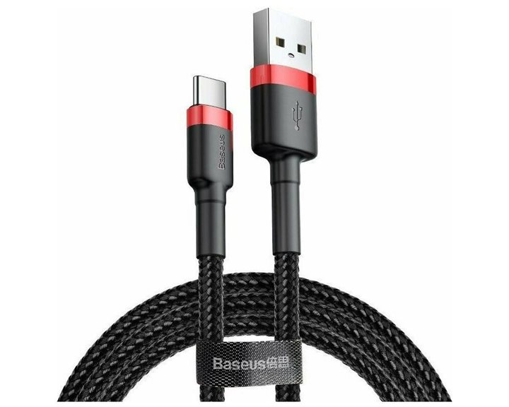 Baseus Cafule Braided USB 2.0 Cable USB-C male - USB-A male Μαύρο 2m (CATKLF-C91) (BASCATKLF-C91)
