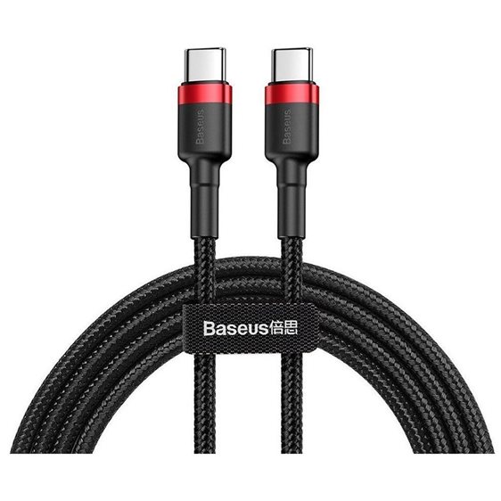 Baseus Cafule Braided USB 2.0 Cable USB-C male - USB-C male Μαύρο 1m (CATKLF-G91) (BASCATKLFG91)