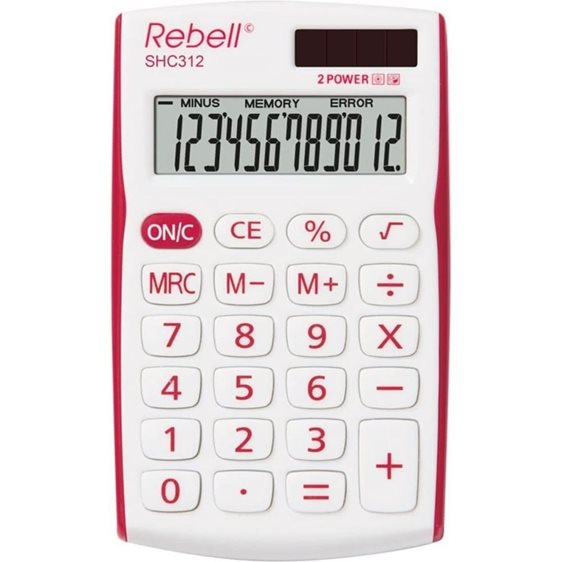 Αριθμομηχανή Rebell Χειρός 12 ψηφίων Dual Red