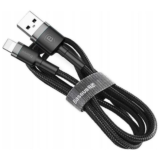Baseus Lightning Cafule Cable 2.4A 1m Gray + Black (CALKLF-BG1) (BASCALKLF-BG1)