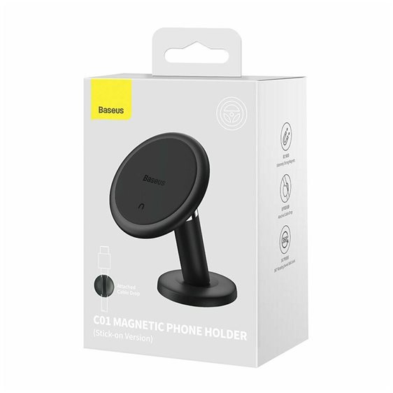 Baseus Car Mount C01 Magnetic Phone Holder (Stick-on Version) Black (SUCC000001) (BASSUCC000001)