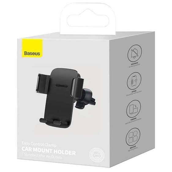 Baseus Car Mount Easy Control PRO Clamp Holder (Air Outlet Version) 4.7 - 6.7 inch Black (SUYK010101) (BASSUYK010101)