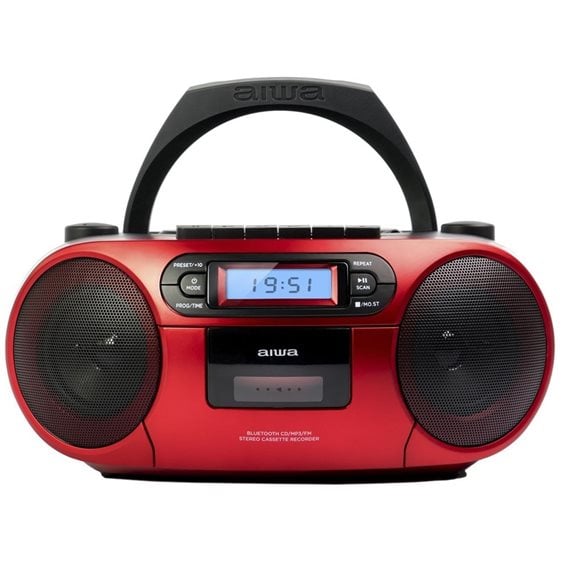 AIWA PORTABLE CD/MP3/USB/TAPE/BT WITH FM PLL RADIO RED