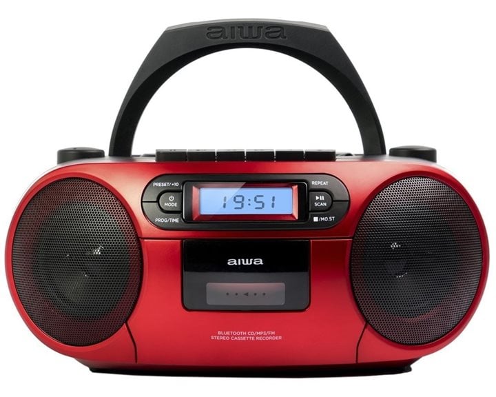 AIWA PORTABLE CD/MP3/USB/TAPE/BT WITH FM PLL RADIO RED