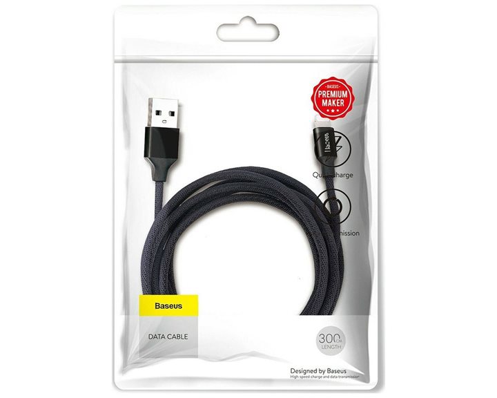 Baseus Lightning Yiven Cable 2A 1.2m Black (CALYW-01) (BASCALYW-01)