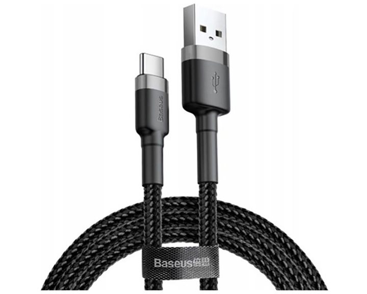 Baseus Cafule Braided USB 2.0 Cable USB-C male - USB-A male Μαύρο 1m (CATKLF-BG1) (BASCATKLF-BG1)
