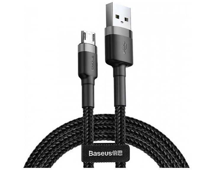Baseus Cafule Braided USB 2.0 to micro USB Cable Γκρι 2m (CAMKLF-CG1) (BASCAMKLFCG1)