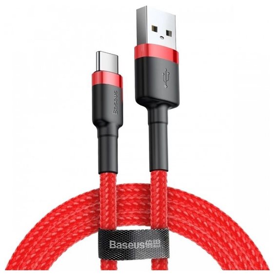 Baseus Cafule Braided USB 2.0 Cable USB-C male - USB-A male Κόκκινο 1m (CATKLF-B09) (BASCATKLFB09)