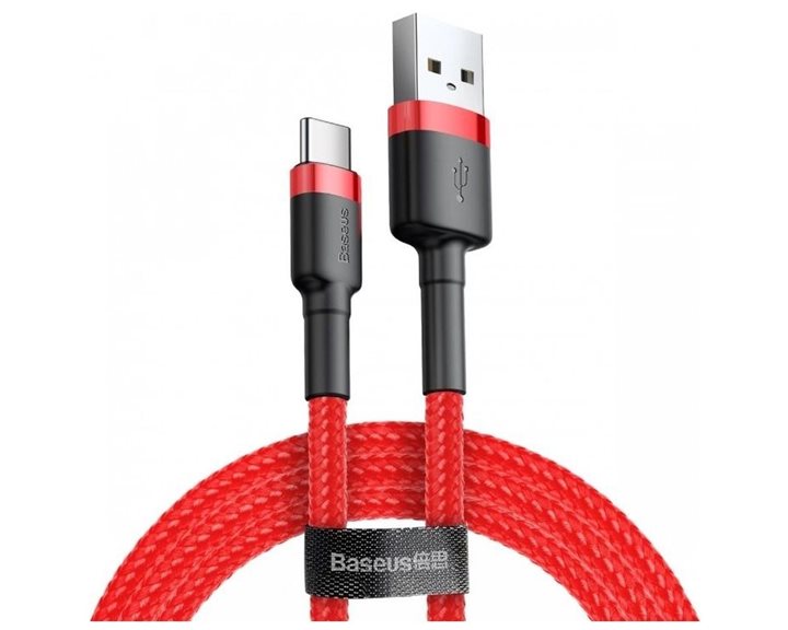 Baseus Cafule Braided USB 2.0 Cable USB-C male - USB-A male Κόκκινο 1m (CATKLF-B09) (BASCATKLFB09)