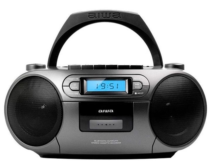 AIWA PORTABLE CD/MP3/USB/TAPE/BT WITH FM PLL RADIO GREY