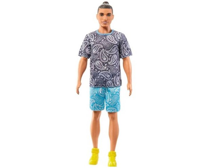 Mattel Barbie Ken Fashionistas Doll 192 Brown Hair in Bun Paisley Tee