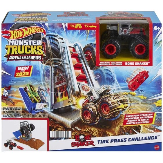 Mattel Hot Wheels Monster Trucks Arena World Μικρό σετ Bone Shaker Πρόκληση Ελαστικών
