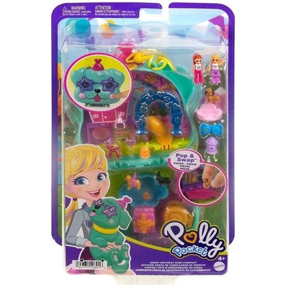 Mattel Polly Pocket Mini - Ο Κοσμος Της Polly Σετακια Doggy Birthday Bash Compact