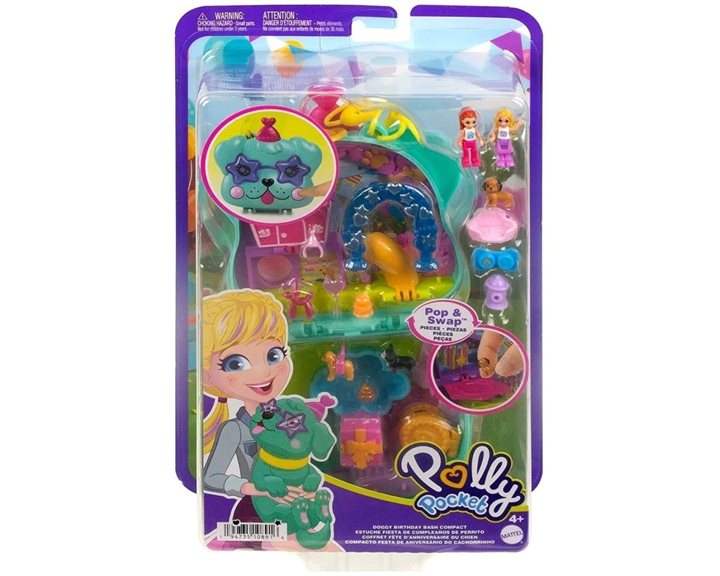 Mattel Polly Pocket Mini - Ο Κοσμος Της Polly Σετακια Doggy Birthday Bash Compact