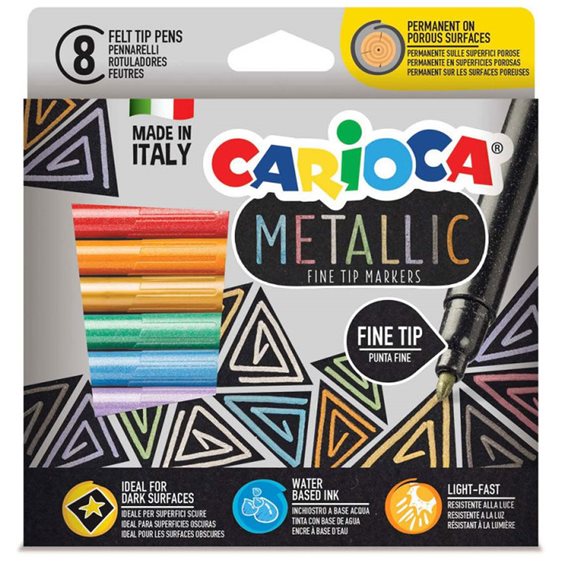 Μαρκαδόροι Carioca Σετ Ψιλοί Metallic 8τμχ 43162
