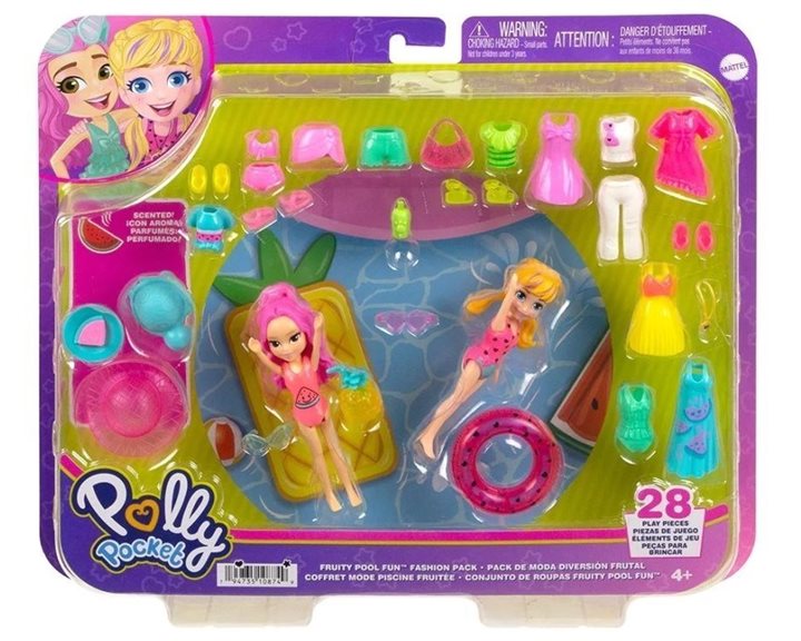 Mattel Polly - Νεα Κουκλα Με Μοδες Μεγαλο Pack Fruity Pool Fun