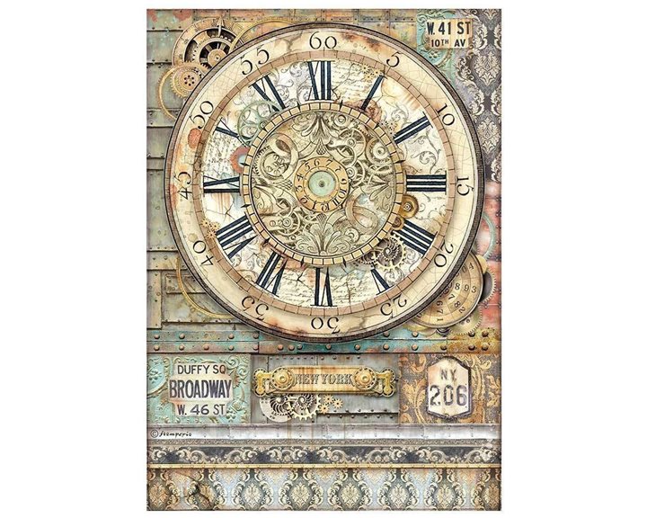 Stamperia Ριζόχαρτο Decoupage A4 Clock, Sir Vagabond Aviator