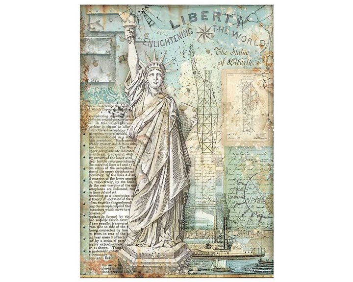 Stamperia Ριζόχαρτο Decoupage A4 Sir Vagabond Aviator Statue of Liberty