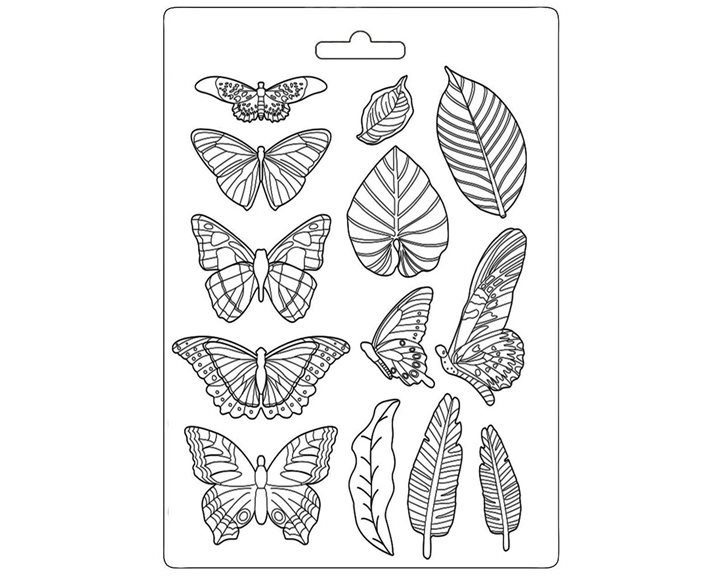 Stamperia Εύκαμπτο Καλούπι Stamperia A4 Amazonia - Leaves & Butterflies