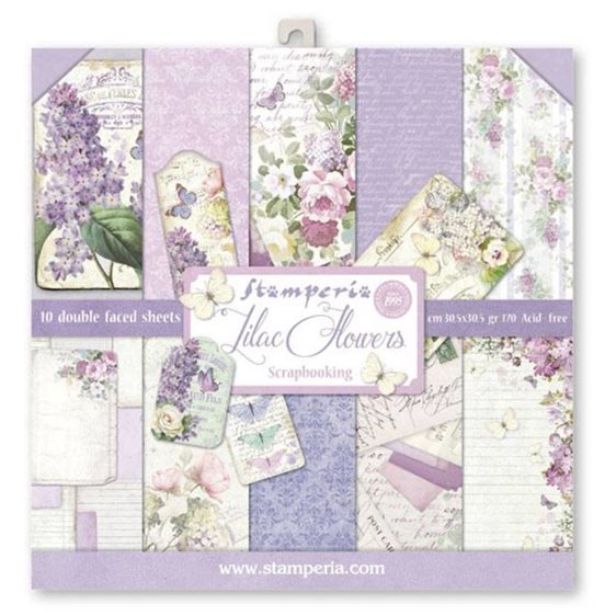 Stamperia 10 Χαρτιά Scrapbooking 30,5x30,5cm Διπλής Όψης Lilac Flowers Collection