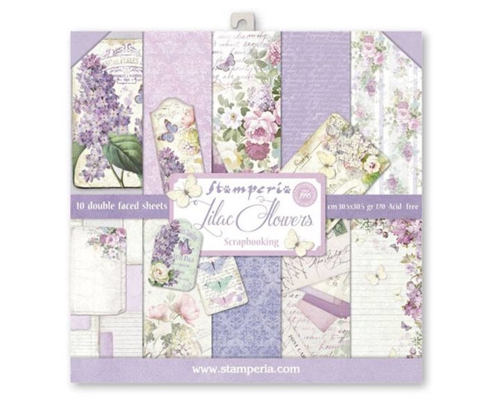 Stamperia 10 Χαρτιά Scrapbooking 30,5x30,5cm Διπλής Όψης Lilac Flowers Collection