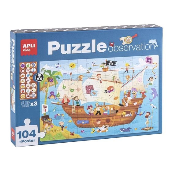 Apli Observation Puzzle Pirate Ship 104τμχ + Poster 17917