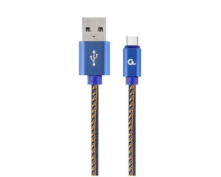 CABLEXPERT PREMIUM JEANS TYPE-C USB CABLE WITH METAL CONNECTORS 2M BLUE