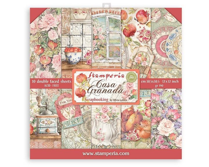 Stamperia 10 Χαρτιά Scrapbooking 30,5x30,5cm Διπλής Όψης Casa Granada