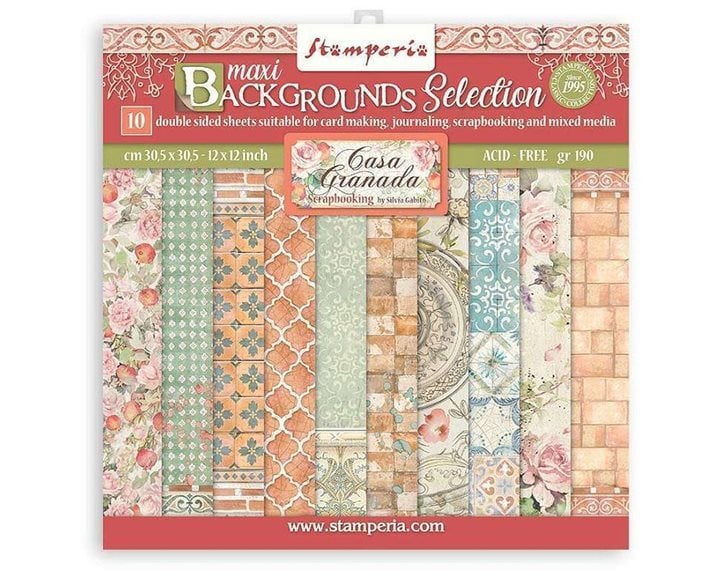 Stamperia 10 Χαρτιά Scrapbooking 30,5x30,5cm Διπλής Όψης Casa