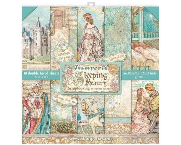 Stamperia 10 Χαρτιά Scrapbooking 30,5x30,5cm Διπλής Όψης Sleeping Beauty
