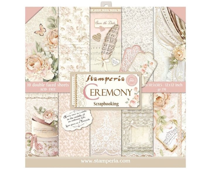 Stamperia 10 Χαρτιά Scrapbooking 30,5x30,5cm Διπλής Όψης Ceremony