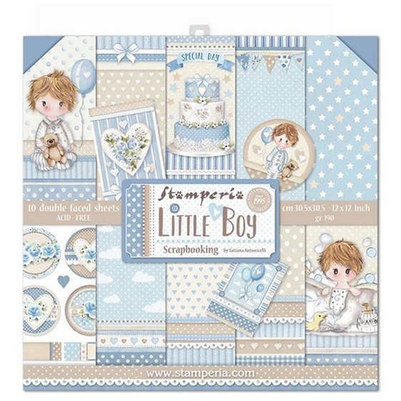 Stamperia 10 Χαρτιά Scrapbooking 30,5x30,5cm Διπλής Όψης Little Boy