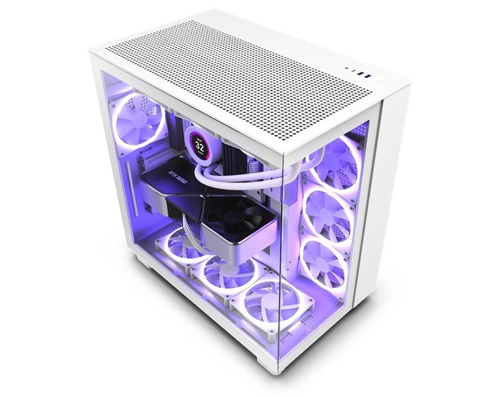 NZXT H9 FLOW WHITE - PC Gaming Case - High Airflow - ATX Mid Tower - 4x120 Fans Included