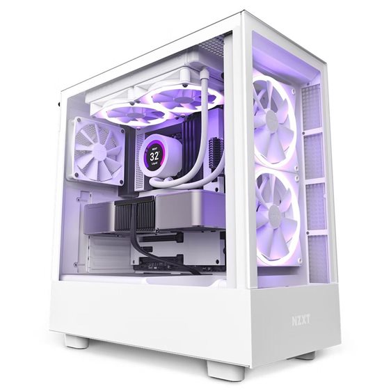 NZXT H5 ELITE WHITE - PC Gaming Case - High Airflow - ATX Mid Tower - 2x140 RGB Fans Included